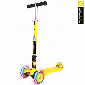 Трехколесный самокат Y-Scoo 35 Maxi Fix Shine, желтый, со светящимися колесами (Y-Scoo, 6104rt)